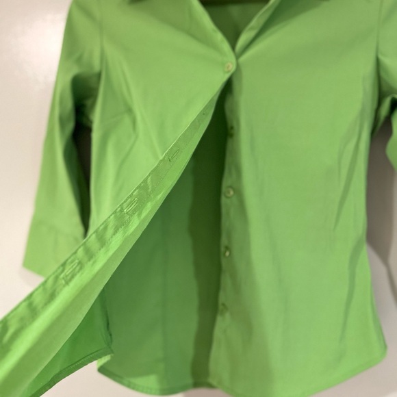 Vintage Y2K Button Down Shirt Cotton Express Sz S Green Buttons Stretch Collared - Picture 7 of 16